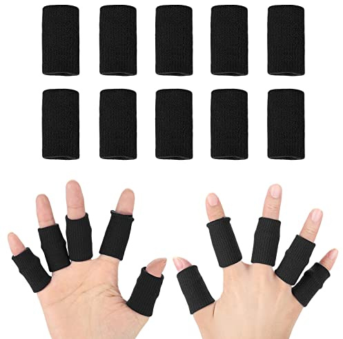 Dehnbare Fingerbandagen Nylon Schmerzlinderung | Atmungsaktiv Schweißabsorbierend, Flexible Manschetten, Fingerschutz, Für Basketball Volleyball Tennis, Schwarz