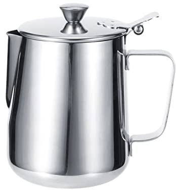 TOMYEUS SaucièRe en CéRamique Noble 600 ML 1000 ML d'acier Inoxydable épaississant Le Lait Mousseux Tasse de Tasse d'artisture d'art Latte avec Une pichet de café Outil de café Saucière et Soucoupe