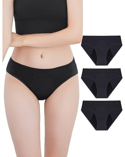 Neione Periodenunterschwäsche Mittlere Blutung Menstruation-Hipster 3 Pack | Weiche Menstruationsunterwäsche Frauen, Waschbare Perioden Unterwäsche, Auslaufsichere Periodenslips, Bequem Unterhosen Damen