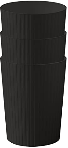 Cetomo 7.2L*3 Cestini per la Carta, Cestino per la Spazzatura di Plastica, Piccoli Cestini, Cestino Rotondo per Rifiuti per Cucine, Opaco, Apertura Superiore, Nero, 7.2L (3 pezzi)