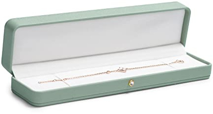 Oirlv Matcha Vert PU Cuir Ecrin Collier,Boîte Collier,Boîte à Pendentif Boite Bracelet,pour Anniversaire Saint Valentin