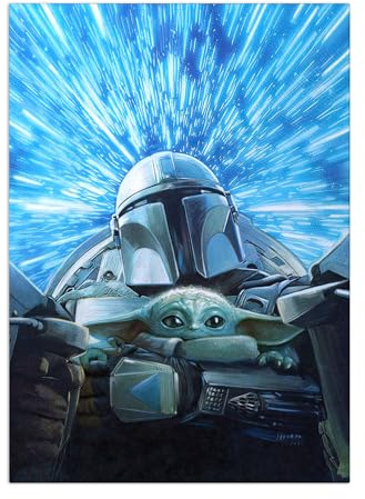 Displate Offiziell Star Wars MetallPoster Magnetische Befestigung Inklusive Lizenziert Bilder Hochwertiges Poster Star Wars - Mandalorian Season 3 - On board Poster 45 cm x 32 cm