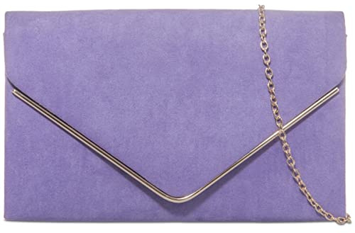 A2ZUKFASHION Bolso de mano de ante para mujer, para boda, fiesta, graduación, noche, hombro, Lila