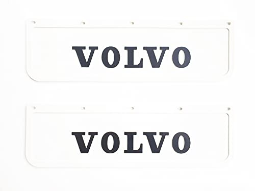 2 parafanghi in gomma dura per camion Volvo Truck – Panno in gomma 60 x 18 cm bianco con scritta in rilievo 3D