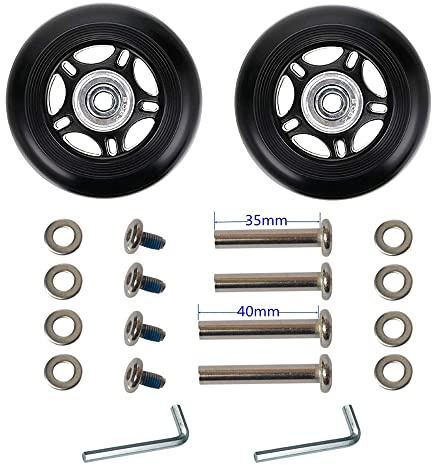 LOTOWELZON 2 Ersatzrollen Koffer Rollen Ersatz inliner Rad OD60xID6xW24mm | 1 Paar Schwarz 6mm ABEC 608zz Kugellager Reparatur Kits,Für samsonite trolley koffer rollen ersatz OD60xThk24mm/2.36x0.94in