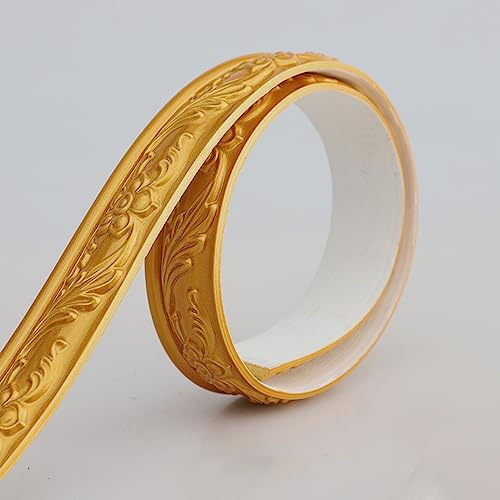 Dostear BordüRe Selbstklebend Kinderzimmer Tapeten Wohnzimmer Wanddeko Badezimmer 3d Fliesenaufkleber Wandleisten 3-Gold 3.1 x 500 cm