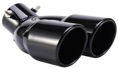 MOCNT Épaissi Acier Inoxydable Extrémités de Tuyau D'échappement Voiture Embout Silencieux Tuyau Echappement Tuyau de Queue D'extrémité Double Sortie Plier Noir 63mm