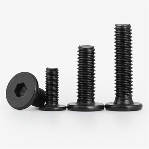Zixinz-Zylinderschrauben M3 M4 M5 M6 M8 Schwarzer Kohlenstoffstahl CM Große flache Sechskant-Innensechskantschraube Möbelschraube Verbinder Gelenkschraube, 10 Stück, Korrosionsbeständigkeit ( Color :