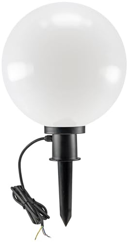 ChiliTec Kugelleuchte Gartenlampe 30cm mit Erdspieß für Außen | IP44, 5m Kabel ohne Stecker, E27 Fassung, Wetterfest, Hitze- & Frostbeständig, ohne Leuchtmittel