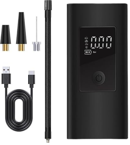 Gonfiatore per pneumatici - Compressore d'aria portatile senza fili ricaricabile | Gonfiatore per pneumatici senza fili a 3 ugelli con display digitale per pneumatici auto, biciclette, palloni |
