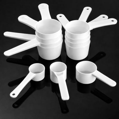 Annyswit 11 Stück Messlöffel Set Dosierlöffel Weiß mit Skala 10ml-60ml, Waschmittel Dosierhilfe, Dosierlöffel für Waschpulver, Proteinpulver, Flüssigkeiten, Portionierlöffel für Küche und Milchpulver