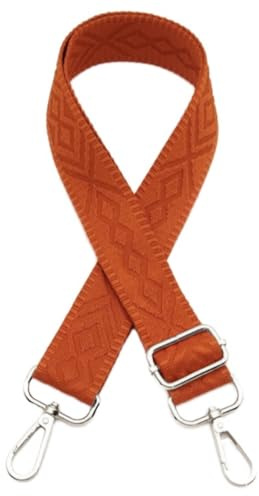 Whakano Verstellbar Schultergurt für Taschen Unisex Ersatz Taschengurt Breit 3,8CM einfarbig Umhängegurt,Längenverstellbarer 75-130cm,Taschengurte zum Wechseln,Taschen Zubehör,Silbern Schnalle,Orange