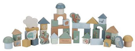 Little Dutch 7245 FSC Holz Bauklötze 50 Stück in Box - Forest Friends blau
