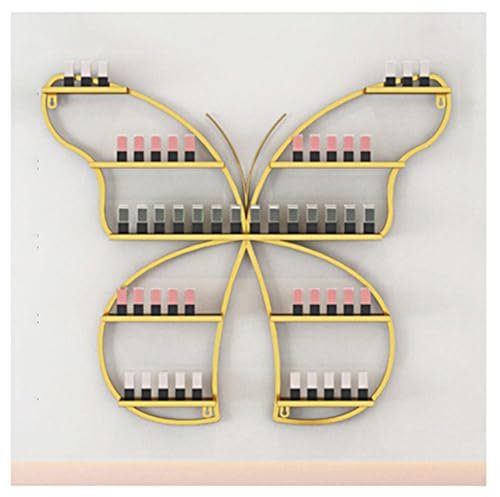 ZBJDX Portaoggetti da Parete in Metallo per Smalto, Espositore per Bottiglie di Olio Essenziale A Forma di Farfalla, Portaoggetti Sospesi per Profumi Cosmetici,d'oro