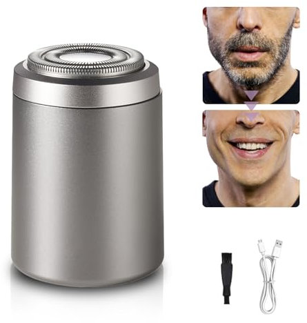 Tragbarer Elektrischer Mini-Rasierer, 2025 Neu Mini Elektrorasierer für Männer, Wasserdichter Multifunktionaler Rasierer Elektrischer Herren, Tragbarer Stumm Waschbar Mini Elektrorasierer (Silbrig)