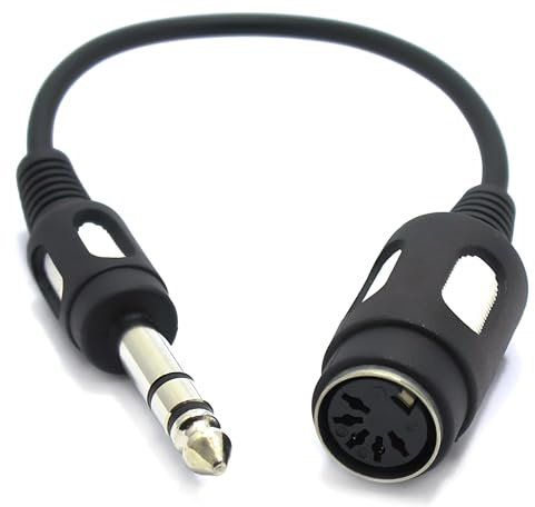 VITALCO DIN Klinke Audio Adapter DIN 5 Pol Buchse auf 6,3mm TRS Stereo Klinke Stecker Männlich auf Weiblich 5-Polig 5 Poliger