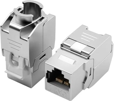 2 x Cavo LAN CAT 7 Keystone RJ45 da 10 Gbps fino a 1000 MHz AWG 22-24 senza attrezzi LSA completamente schermato STP presa da incasso RJ45 femmina morsetto di taglio per pannello patch e presa di rete