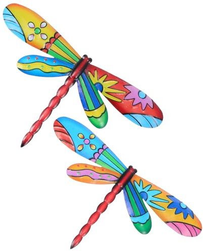Zerodeko 2 Piezas De Colgante De Hierro 3D Decoración Ventana Libélula Adorno Jardín Libélula Arte Pared Decoraciones Vallas Pegatinas Pájaros Para