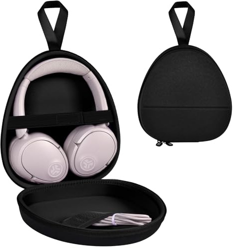 GWCASE Headphone Travel Case with Secure Strap and Accessory Pocket, Black | Hard Shell Protection, Fits Most Foldable Over-Ear Headphones, 7.8 x 6.8 x 0.9 in Interior, for Daily Carry, Case Only