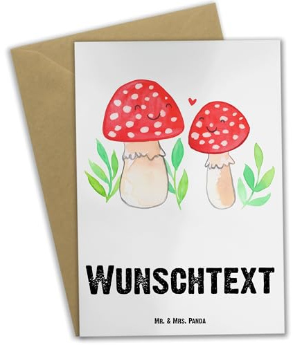 Mr. & Mrs. Panda Personalisierte Karte Glückspilze Mama - Geschenke, Grußkarten Personalisiert, Grußkarte, Liebe, Klappkarte, Mutti Geburtstag, individuelle, Geschenk, Muttertag, Tochter