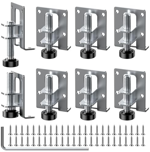 Set of 8 Adjustable Furniture Legs 55/102 mm - Robust Furniture Leveling Feet - Height-adjustable Furniture Feet with 48 Small Screws and 1 Allen Wrench for Cabinets, Shelves, Wardrobes