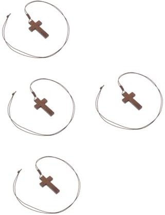 Beavorty 4 Stück Verstellbare Holzkreuz Halskette mit Knotenband Unisex Design Holzanhänger Langlebig Modisch für Herren Damen Vielseitig Anpassbar