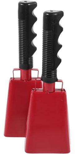 LIGHTAOTAO 2 Stück Kuhglocken mit Rotem Metallgehäuse Lauter Klang und Rutschfester Griff Stylische Handglocken für Sportveranstaltungen und Feierlichkeiten