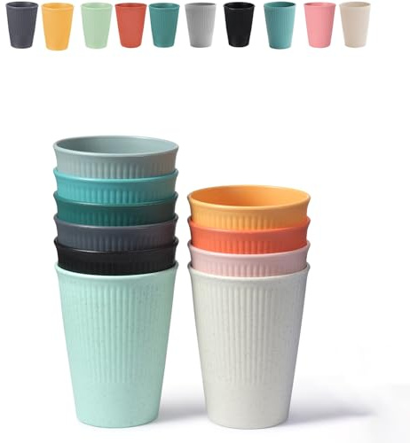 Punxasl 10 Stück Kunststoff Trinkbecher Set, Unzerbrechliche Becher aus PP, Wiederverwendbar, BPA-frei, Spülmaschinen- & Mikrowellengeeignet, Mehrfarbig für Kinder, Camping, Picknick, Party, Haushalt