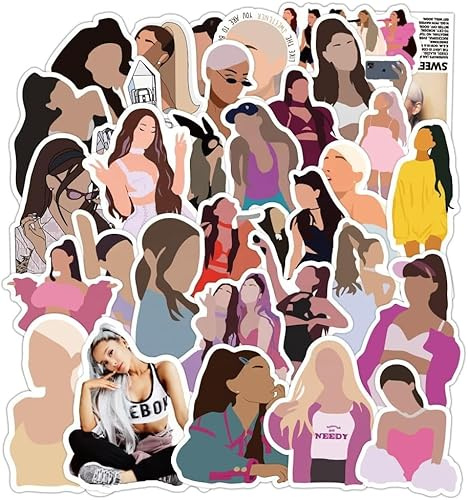 Ariana Grande Stickers Waterproof Stickers, Pop Singer Decal, Scrapbook Stickers, Cute Aesthetic Trendy Music Stickers for Water Bottles Book Laptop Guitar Skateboard Suitcase