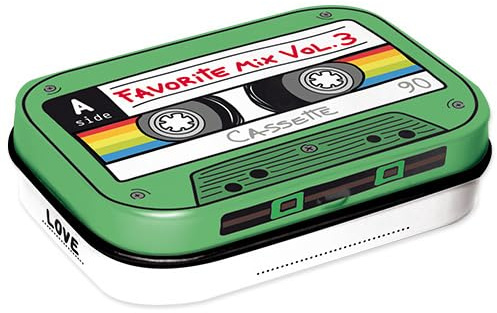 Nostalgic-Art Retro Pillendose, 4 x 6 x 1,6 cm, Favorite Mix Cassette – Geschenk-Idee für Nostalgie-Fans, mit Pfefferminz-Dragees, Vintage Design