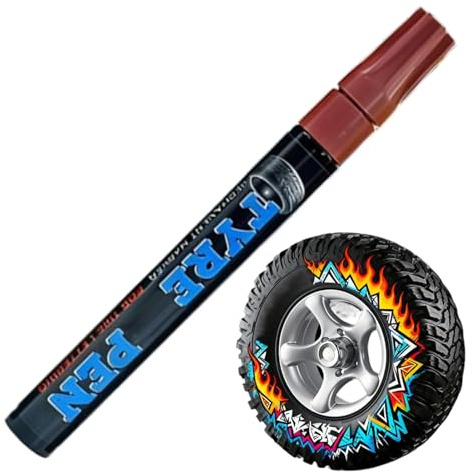 Poludatly Tire Markers | Quick Dry Permanent Non-Fading Tyre Marker | Rubber Wood Drawing Pen,for Vehicle Motorcycle Bikes Bicycles Metal