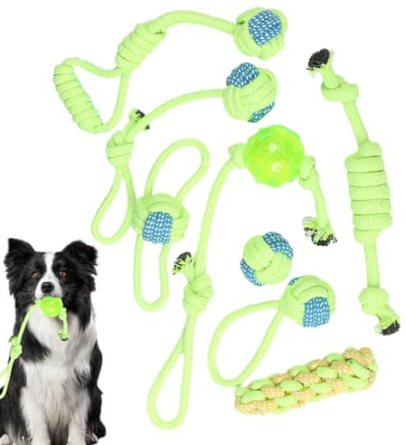 Quorvex Hundeseil Spielzeug - 8 Stücke Baumwolle Interaktives Beißspielzeug | Unzerstörbares Hundespielzeug,Zur Reduzierung Von Langeweile Spiel Training Pool Park Hof Schlafzimmer Garten Innenbereich