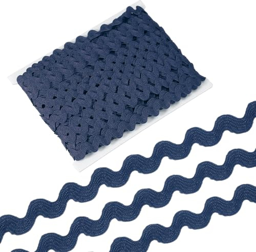 QUARKZMAN 13 Yard Rick Rack Schmuckband 5mm Wellenband Trim Dunkelblau | Wellen-Nähen Biegen Franse Trim, Zum Nähen DIY Kleidung Geschenkverpackung, Hochzeitsfeier Dekoration