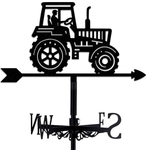 BEUNITONE Girouette en métal pour tracteur agricole, indicateur de direction du vent de jardin extérieur avec finition antirouille pour toit, abri de jardin, cour et patio