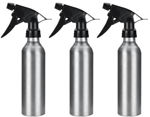 Yardenfun Botellas Pulverizadoras de Aluminio 250 Ml Pack de 3 Unidades Plateadas Multiusos para Jardinería y Repostería Rellenables y Portátiles Dispensador de Agua para Plantas y
