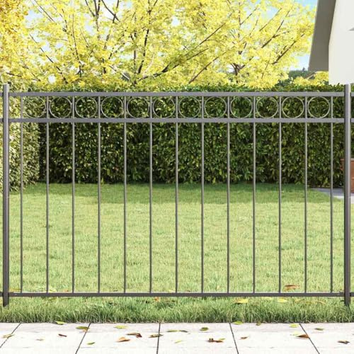 QJBSAVVA Gartenzaun Grau Stahl Modernes Design 49,23 x 51 cm Rostbeständiger Hundezaun für Terrasse und Rasenfläche Gartentor als Sichtschutz für zeitgenössische Außenbereiche
