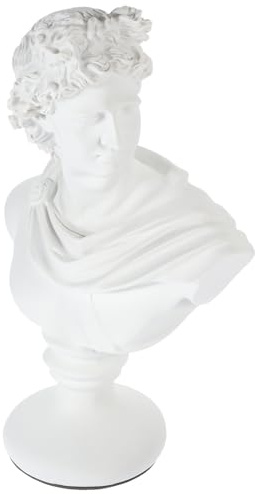 FIXOSHEE Busto de Apolo Clásico en Resina, Escultura de Yeso Estilo Europeo, Tamaño Compacto, Decoración para Oficina y Hogar, Adorno Artístico para Escritorio y Sala