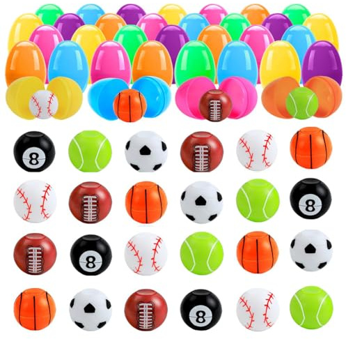 JynxtoyZeal Huevos de Pascua, Huevos de Pascua de Plástico Rellenables Sorpresa, Fútbol de giroscopio de dedos, brillantes para la búsqueda , juguetes, golosinas-48pcs