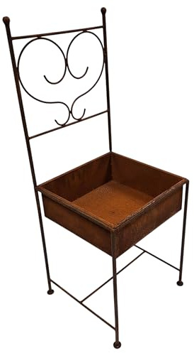 Bornhöft Metall Pflanzstuhl in Edelrost Optik, Dekorativer Gartenstuhl zum Bepflanzen, Vintage Pflanzgefäß im Stuhldesign