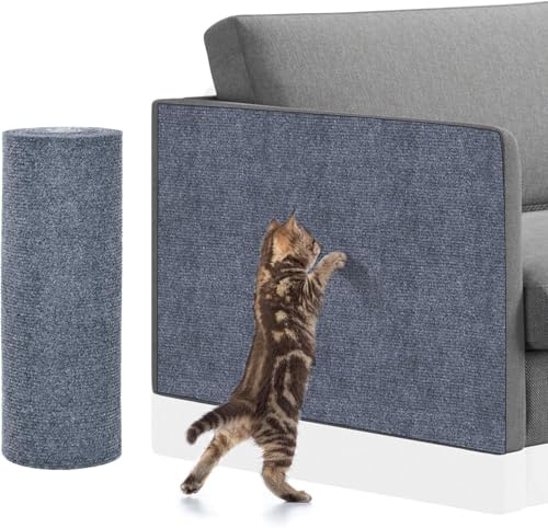 Kratzmatte Katze Selbstklebend – Kratzschutz Sofa Katze, Zuschneidbarer Kratzteppich Möbel- & Couchschutz, DIY Kratzbrett für Wand & Möbel, Grau 200 × 40 cm