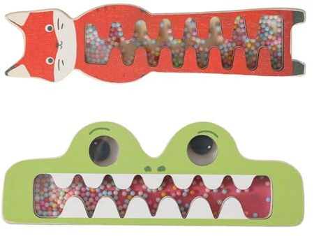 Bâton De Pluie - 20cm Hochet Animal Bois, Jouet Évolutif Secoueur | Son Apaisant Objet Sensoriel, Outil D'Éveil Auditif Pour Salle De Classe, Cadeau Bas Noël, Offre Pâques, Renard & Crocodile