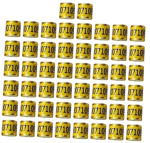 LOVIVER 50 bagues d'identification numérotées pour Pigeons, Outils de Gestion des Oiseaux, bagues pour Pigeons Nains, pinsons, Canards et Poulets, Or