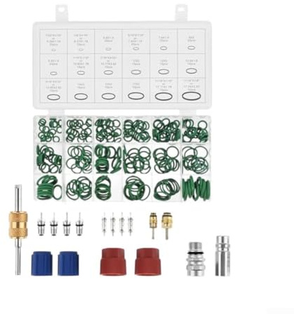 Kit de réparation de noyau de valve de voiture avec 270 joints toriques en caoutchouc compatible avec les systèmes R12 à R134a Outils d'entretien de climatisation automobile en laiton