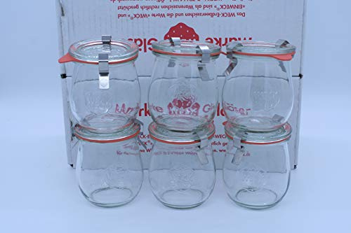 6 Weckgläser 220 ml Tulpe Tulpenglas KOMPLETT Tulpengläser WECK Gläser 1/4 Liter Einweckgläser Einkochgläser Einmachgläser