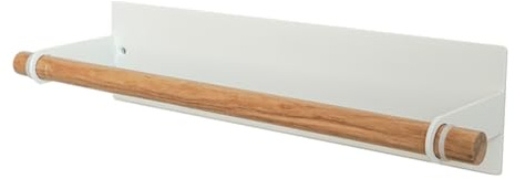 YAMAZAKI 2570 Tosca Colgador magnético para Toallas de Cocina L, Blanco, Acero/Madera, Minimalista, 28 x 7 x 6 cm