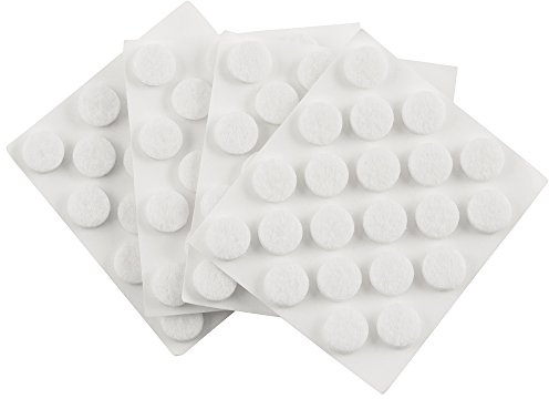 SoftTouch 3/8 Round Mini Self-Stick Felt Bumper Pads for Protecting Hard Surface Flooring, Small Adhesive Furniture Mover Pads, 84-Count, White