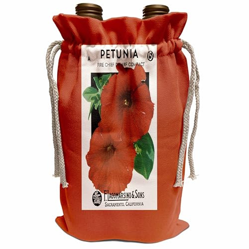 3dRose Petunia Fire Chief Dwarf Compact Deep Red Flower Seed Packet Wine Bag