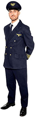 Maskworld Realistisches Piloten Kostüm für alle Flugzeugführer - Verkleidung Uniform Anzug für Flugzeugführer - Karneval Fasching Halloween & Mottoparty - Größe XXL-XXXL