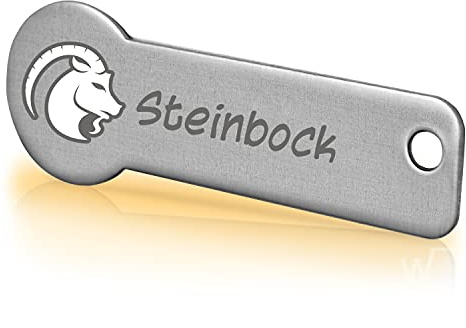 Einkaufswagenlöser Code24 Sternzeichen Steinbock/Schlüsselanhänger Einkaufschip mit Schlüsselfundservice/Abziehbarer Einkaufswagenchip Metall, Chip Einkaufswagen, Key Finder / 2 Jahre