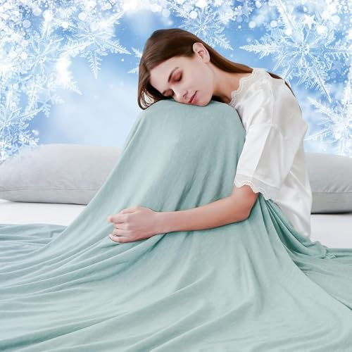 Luxear Kylfilt Sommar, Arc-Chill Sval Teknik, Q-Max>0,5, Mjuk Andningsbar Tupplurfilter för Säng, Bäddsoffa, Resa, Bil, Kontor, Vuxen, Barn, Husdjur | 2-i-1 dubbelsidig tunn sommarfilt bomull för varm, kylande filt för människor sängöverkast babyfilt gosig filt